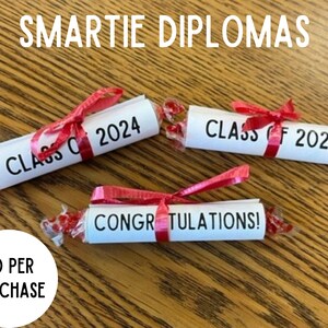 Graduation Party Candy Smartie Diplomas Graduation Favor Ideas Candy Bar Table Graduation Party Class of 2025 High School Senior Night Gift