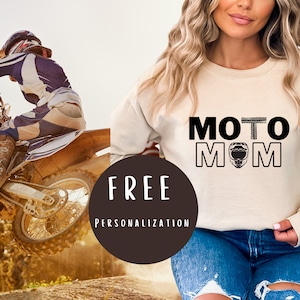 Motocross Mom Sweatshirt, Personalized Moto Mom Sweatshirt, Shirt To Wear To Motocross Races Mother&#39;s Day Gift Dirt Bike Racetrack Race Day