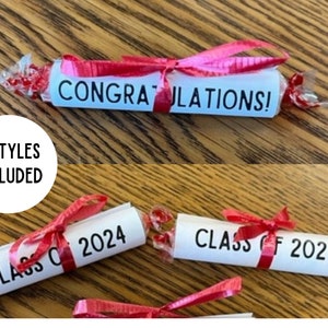 Diplomas de dulces para fiesta de graduación, ideas para regalos de graduación, mesa de barra de dulces, fiesta de graduación de la clase 2025, descarga digital
