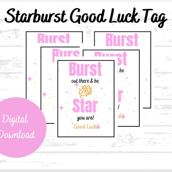 Good Luck Tag StarBurst Candy Pun Motivational Gift for Encouragement Cheer Tryout Gift For Girls Competition Cheer Practice Cheer Mom Ideas