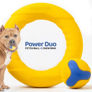 Durable Dog Toys, Tough Chew Ring & Ball (Safe, Non-Toxic) for Medium to Large Dogs