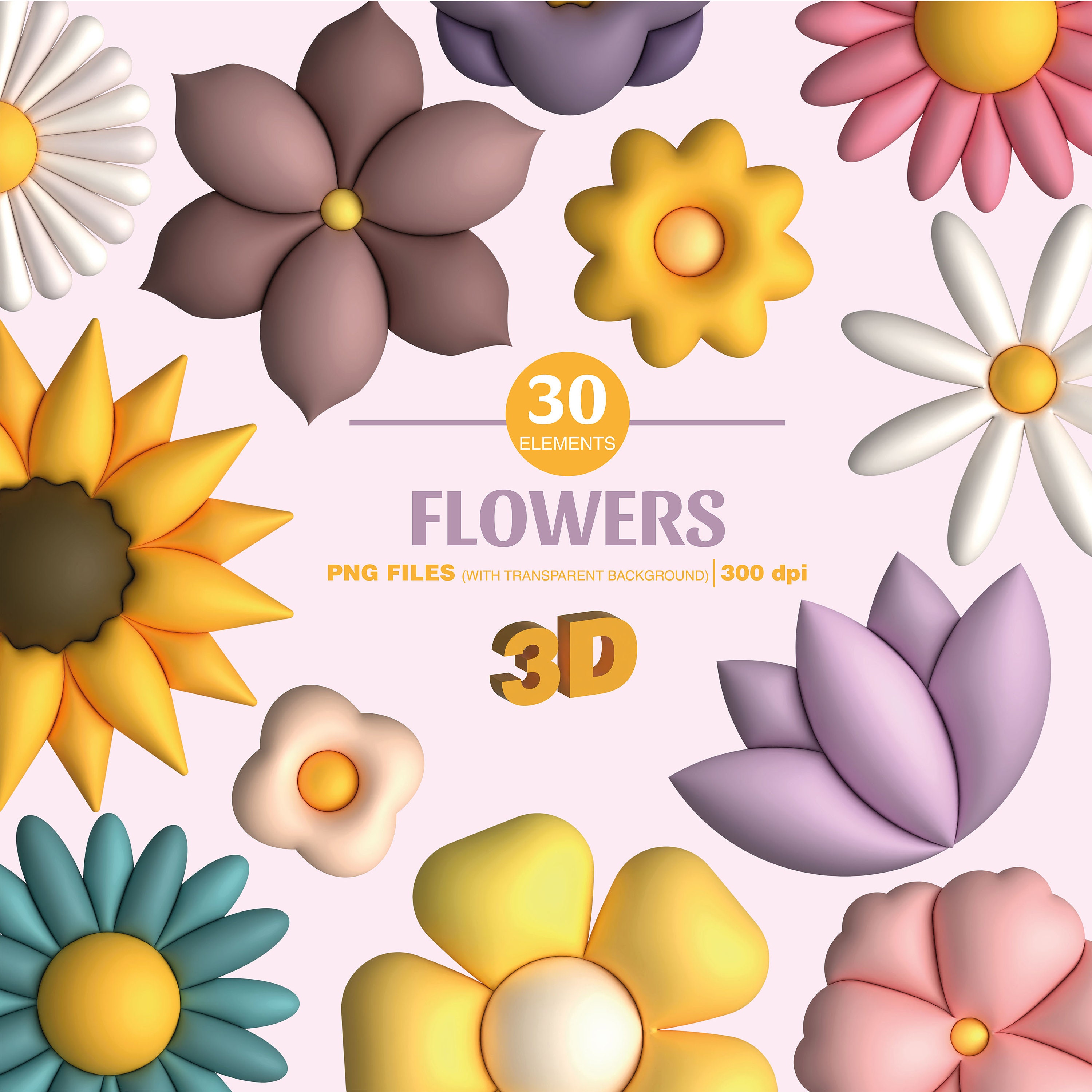 3d Flowers Clip Art