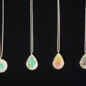 Pressed Flower Pendant Chain Necklaces