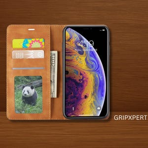 Capa tipo carteira fina de couro camurça para iPhone 15 14 13 12 11 XR XS 8 7 6 com flip magnético e bolso para cartão