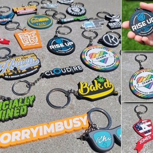 Personalized Keychain with Your Own Custom Logo and 3D Shape made of Rubber Material Promotional Gifts for Business, Events and Schools