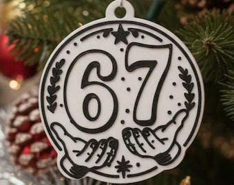 6 7 Hands Meme Christmas Ornament - Viral Gen Alpha Decoration | Funny 3D Printed