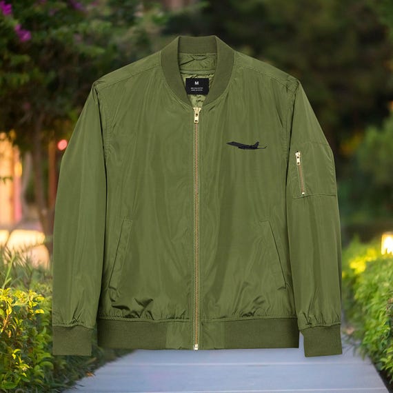 Eco-friendly Bomber Jacket, Embroidered Coat, Sustainable