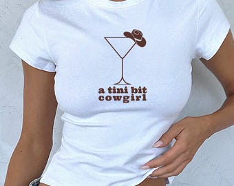 Martini Baby Tee Western Baby Tee Cowgirl Baby Tee Cowboy Baby Tee Old Money Aesthetic Baby T Cowgirl Hat Baby Tee Country Baby Tee