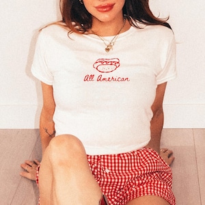 Tee-shirt bébé hot-dog Chemise hot-dog Tee-shirt bébé drôle Cadeau amateur de hot-dogs Tee-shirt bébé 4 juillet Fête de l'indépendance Tee-shirt bébé américain Chemise américaine
