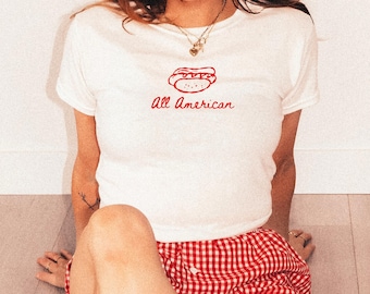 Hot Dog Baby T-Shirt Hot Dog Shirt Lustiges Baby T-Shirt Hot Dog-Liebhaber Geschenk 4. Juli Baby Tee Unabhängigkeitstag All American Baby Tee Amerikanisches Shirt
