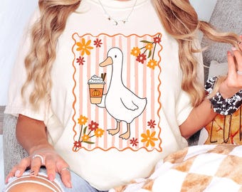 Camisa Floral Goose Outono Camisa Fall Goose Camisa Halloween Goose Camisa Pumpkin Goose Camisa Floral Abóbora Camisas de Outono Cores Confortáveis