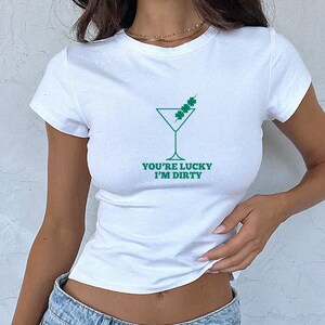 St Patricks Day Baby Tee Irish Baby Tee Dirty Martini Baby Tee Shamrock Baby Tee Lucky Baby Tee St Pattys Baby Tee Martini Baby Tee 90s Tee White