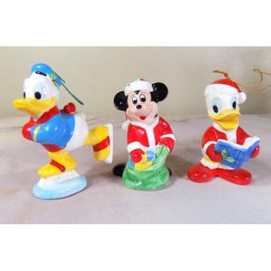 Donald Duck and Mickey Mouse Ceramic Ornaments Made in Japan
