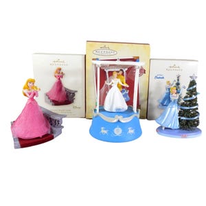 Hallmark Disney Princesses Ornaments Cinderella and Aurora Lot of 3