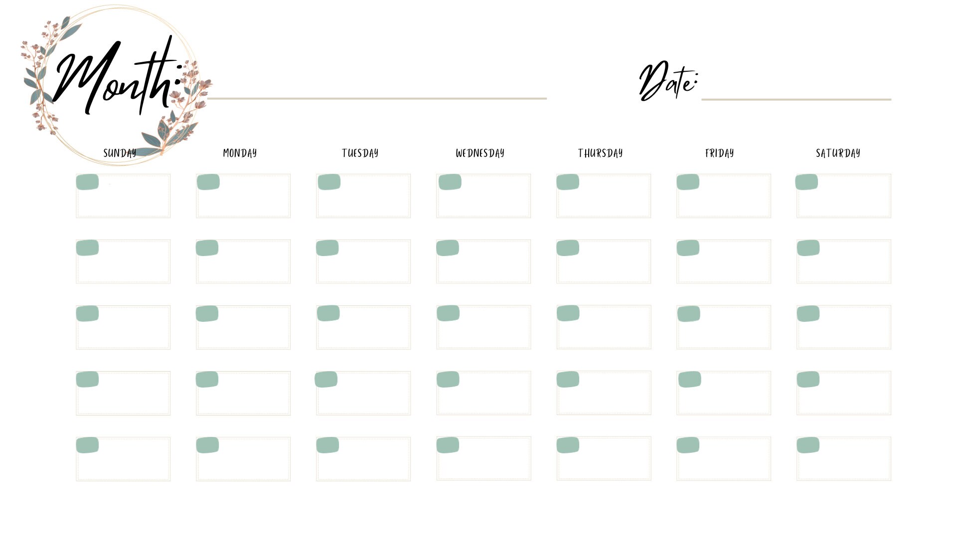 Printable Digital Download Perpetual Blank Calendar | Farmhouse | Instant Download | PNG and PDF ...
