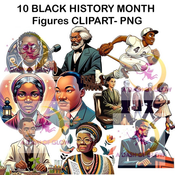 Histoire des Noirs, Personnages historiques noirs, Clipart, 10 personnages
