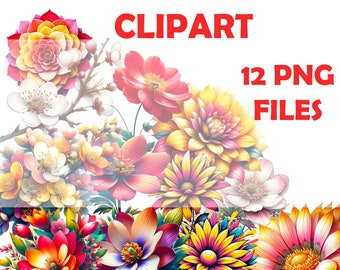 Spring Flower Clipart -  PNG, Watercolor Floral Clipart Bouquets, Elements, Commercial Use, Digital clipart PNG