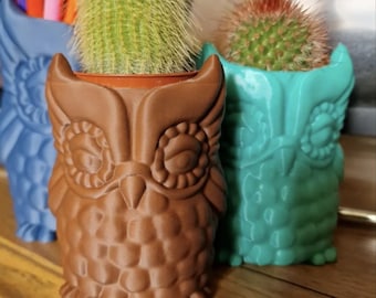 Maceta de búho y macetero para lápices (archivo STL): Decoración 3D original para el hogar (descarga digital)