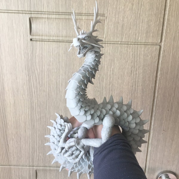 Oriental Dragon Sculpture, 3D Printable STL Files, Articulated Dragon, 3D Printing File to Download, Digital 3D Model to Print.