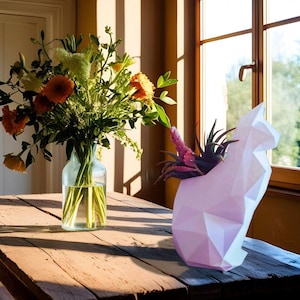 3D Printed STL Adorable Modern Cat Planter STL – Geometric 3D Printed Pot for Succulents Digital Download Only