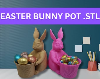 Maceta de conejito de Pascua 3D (archivo STL): Decoración del hogar (descarga digital)