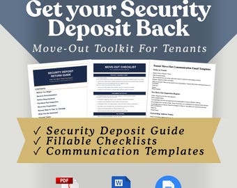 Tenant Move-Out Toolkit | Security Deposit Return Guide, Checklist (Fillable PDF)