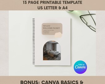 Tenant Welcome Packet Template Tan | Landlord Rental Move-In Guide (Canva) US Letter & A4