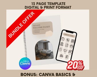 Tenant Welcome Packet Bundle Tan | Digital, Printable Canva Template (A4, US Letter)
