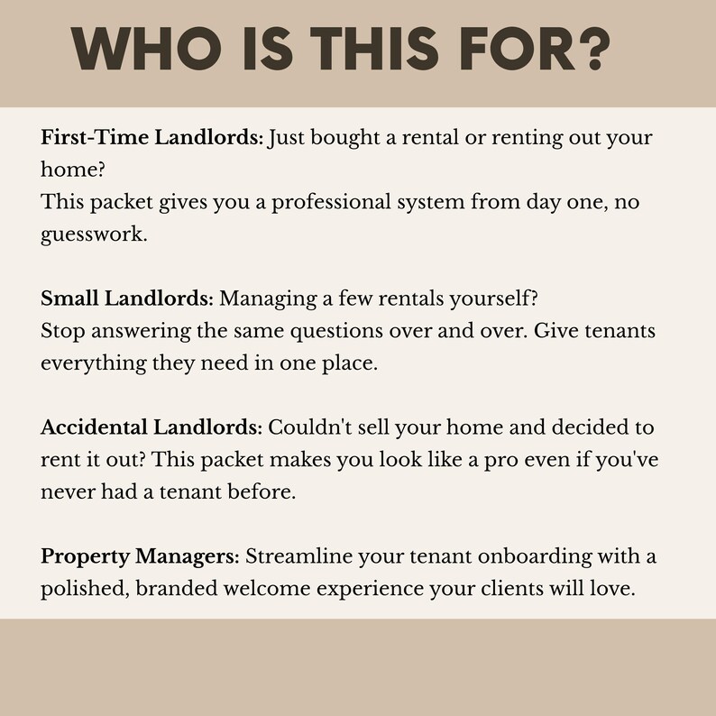 Tenant Welcome Packet Template Tan | Landlord Rental Move-In Guide (Canva) US Letter & A4 image 5