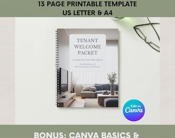 Tenant Welcome Packet Template Green| Landlord Rental Move-In Guide (Canva) US Letter & A4
