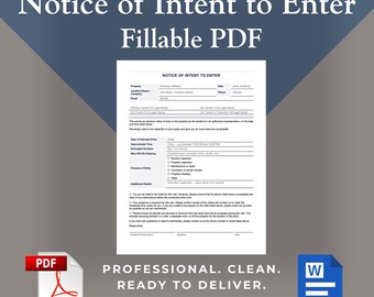 Landlord Notice to Enter Property | Rental Entry Letter Template (Fillable PDF & Word Doc)
