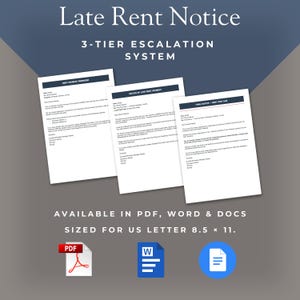 Late Rent Notice System | 3-Tier Escalation Forms (Fillable PDF) image 1