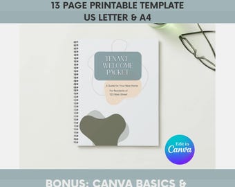 Tenant Welcome Packet Template Blue| Landlord Rental Move-In Guide (Canva) US Letter & A4