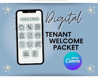 Tenant Welcome Packet Blue | Editable Canva Rental Move-In Guide (PDF)