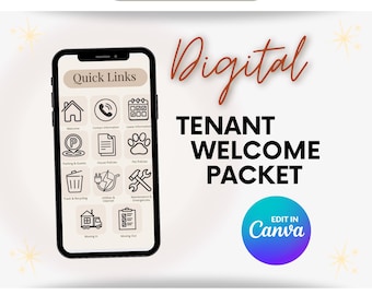 Tenant Welcome Packet Neutral | Editable Canva Template for Landlords | Digital Rental Move-In Guide | PDF