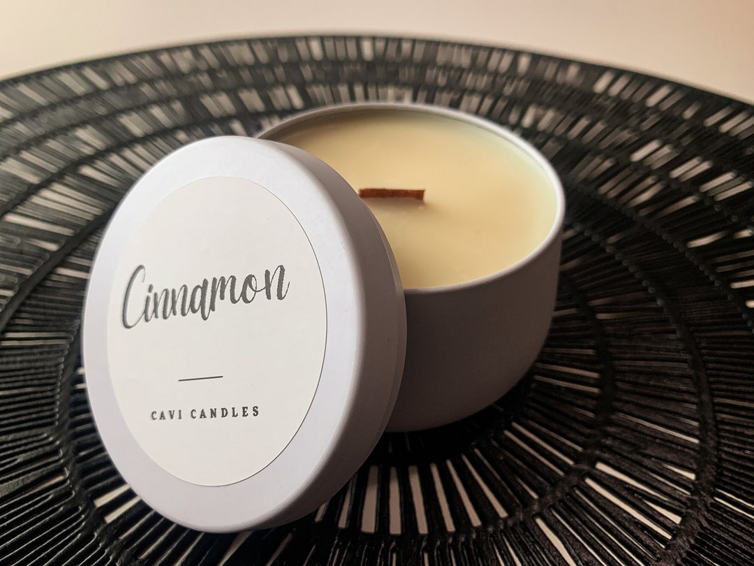 Cinnamon Candles Soy Wax Wood Wick Toxin Free Organic Odor Eliminate