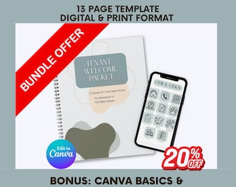 Tenant Welcome Packet Bundle Blue | Digital, Printable Canva Template (A4, US Letter)