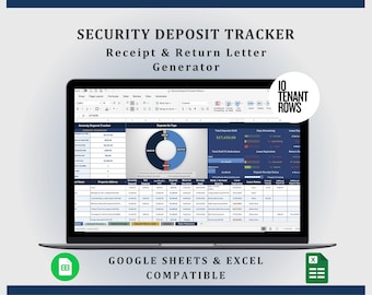 Security Deposit Tracker Spreadsheet for Landlords | Deposit Receipt Generator | Deposit Return Letter Excel Template