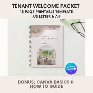 Plantilla de paquete de bienvenida para inquilinos (rosa) / Guía de mudanza para propietarios (Canva) Tamaños: Carta y A4 imagen 1