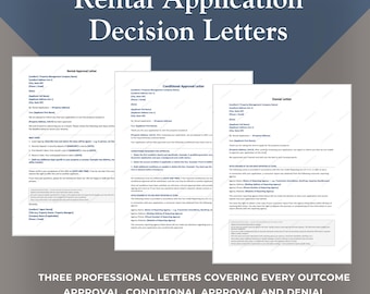 Rental Application Decision Letters | Approval, Denial & Adverse Action Notice | Word Doc Templates