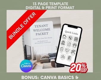 Tenant Welcome Packet Bundle Green | Digital, Printable Canva Template (A4, US Letter)