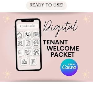 Paquete de bienvenida para inquilinos (rosa) / Guía editable para mudarse a una vivienda de alquiler en Canva (descarga digital) imagen 1