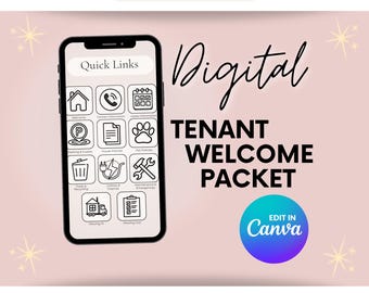 Tenant Welcome Packet Pink | Editable Canva Rental Move-In Guide (Digital Download)