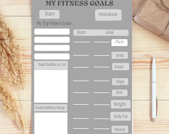 Digital Fitness Planner,  Fitness Planner, Fitness Tracker, Weight Loss journal, Workout Planner, Workout Tracker, Fitness Planner Printable