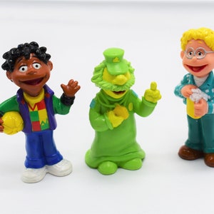 Vintage Muppets Puzzle Place (Set of 3) 90s PVC Character Figures (Green Piece Police, Leon MacNeal, Ben Olafson)