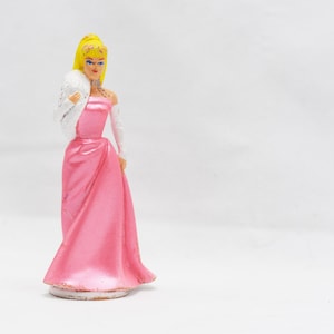 Vintage 80s Barbie McDonald&#39;s Miniature Toy Figure - Pink Ballgown Gorgeous Dress Blonde Barbie Doll - 1989 Mattel