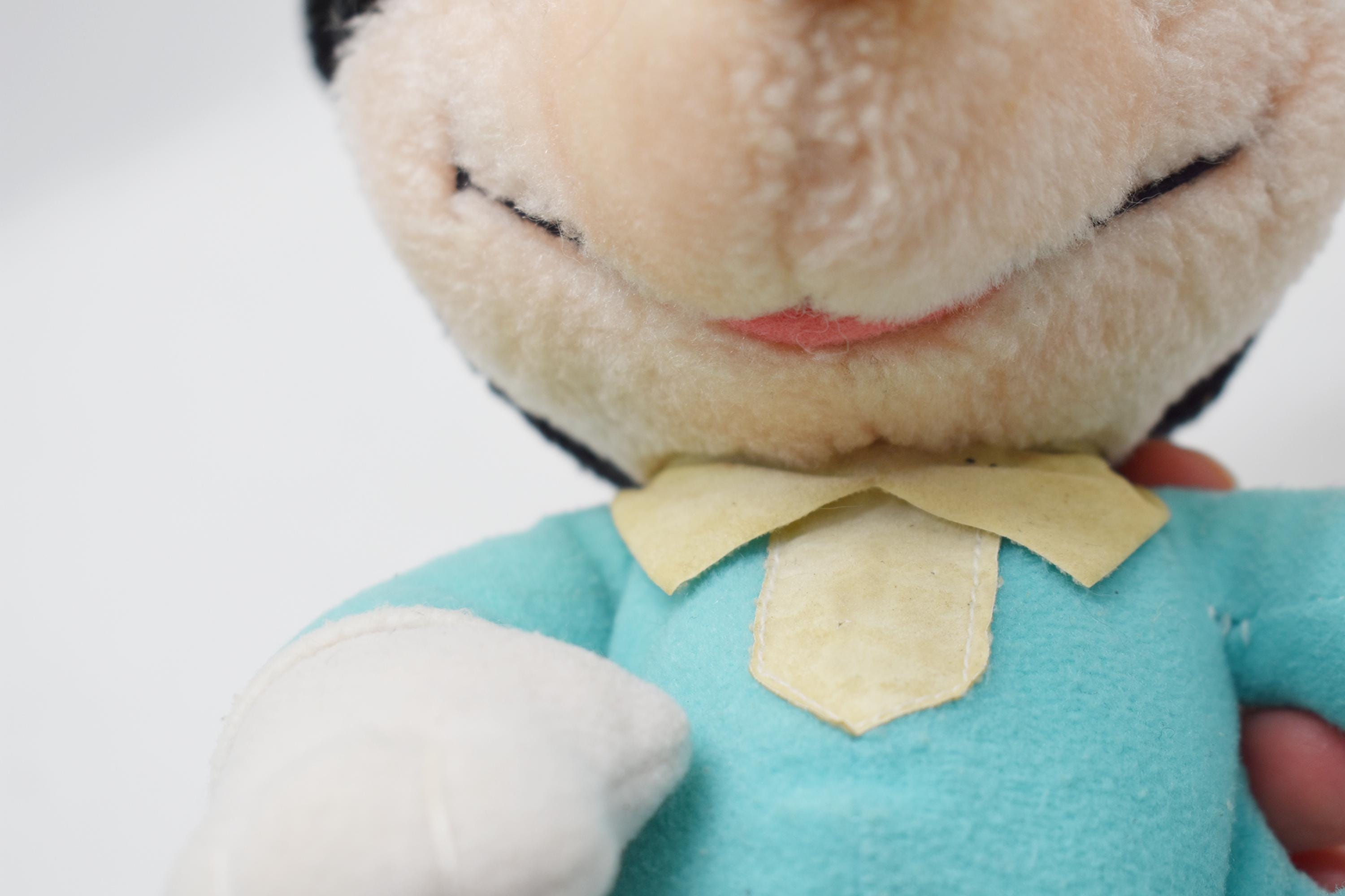 Vintage Baby Mickey Mouse 1980s Plush Stuffed Toy in Sky Blue