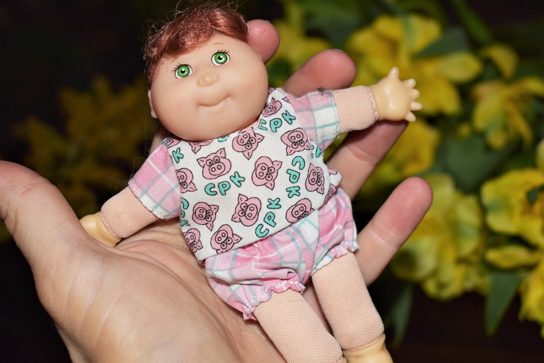 Vintage Mini Cabbage Patch Kid Doll With Pink & Seafoam Green - Etsy