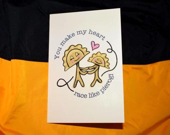 Pittsburgh Pierogi Birthday or Anniversary Card | Valentine's Day, Wedding Greeting Card with Envelope (4"x6") Designed in Pittsburgh, PA