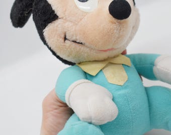 Vintage Baby Mickey Mouse 1980s Plush Stuffed Toy in Sky Blue